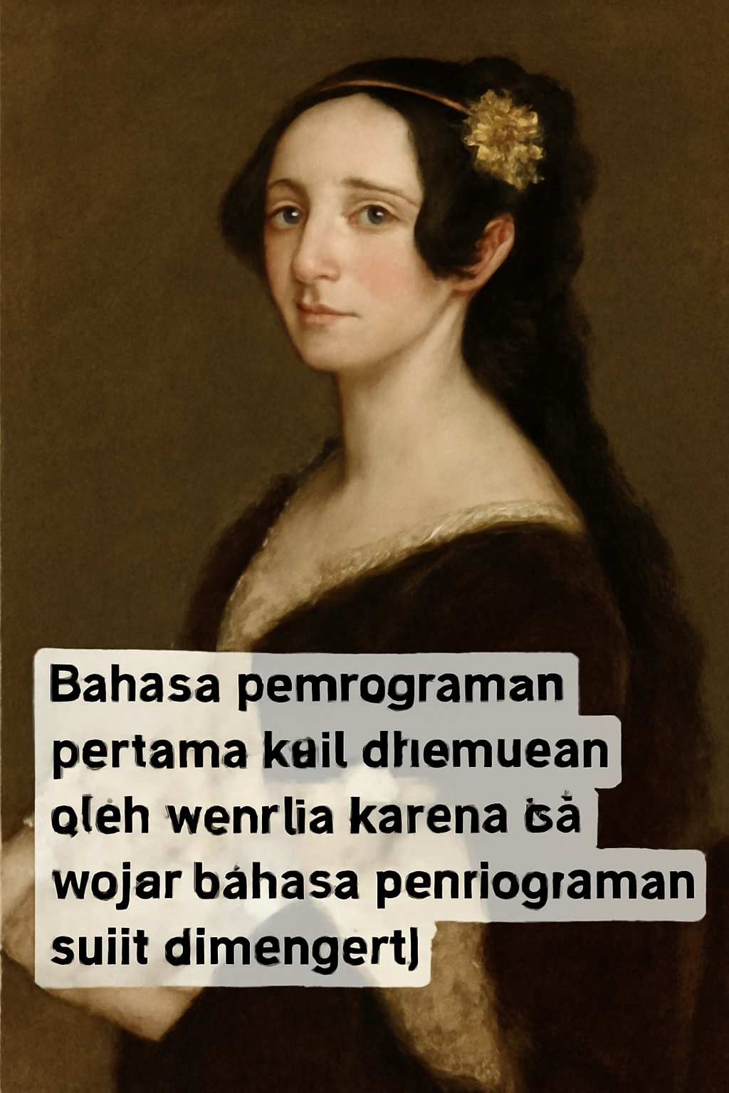 Augusta Ada King dengan menyertakan caption: bahasa pemograman pertama kali ditemukan oleh wanita karena itu wajar bahasa pemograman sulit di mengerti